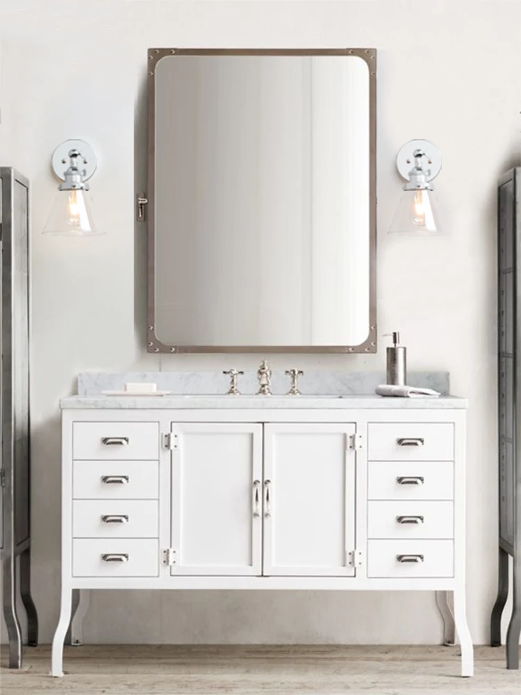 Phansthy 모던 금속 벽 램프, 앤티크 깔때기 유리 쉐이드 벽 스콘스 전등, 로프트 침실 욕실 침대 옆 거울