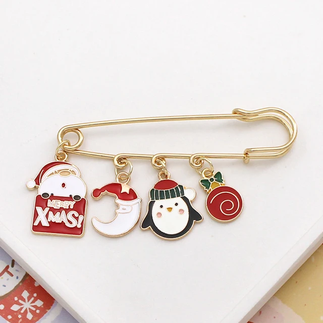 Christmas Candy Cane Brooch Pin - Rhinestone Enamel Jewelry For Women, Festive Gift