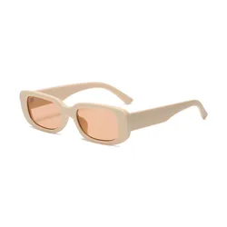 Chic Vintage - Inspired Green Square Sunglasses with UV400 Protection (Beige)