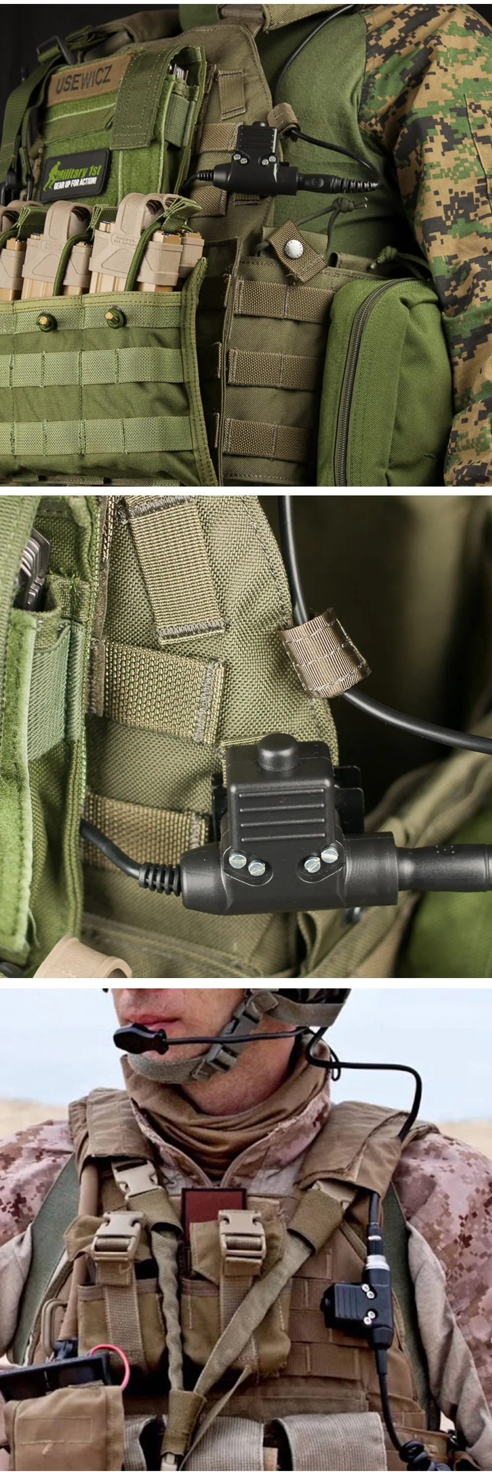Militär U94 PTT Baofeng Taktisches Headset PTT für Earmor Comtact Kopfhörer Jagd Headset U94PTT Fit Kenwood Motorola Stecker – Detail 5
