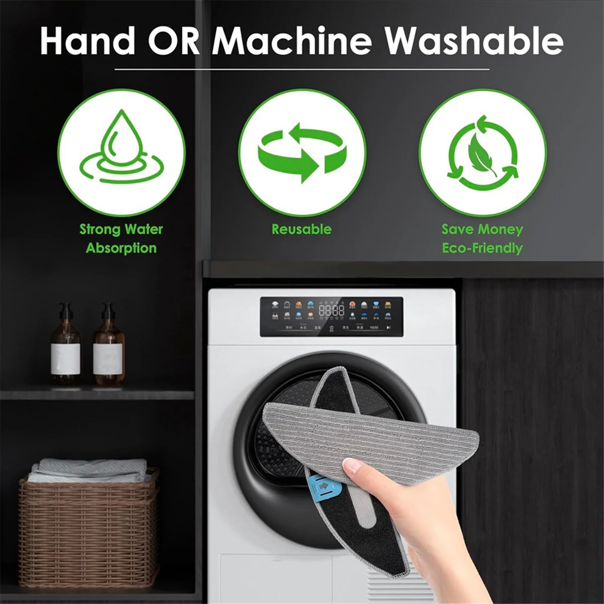 3 Mop Cloth + 6 Wicks for Irobot Roomba Combo J5 J5+ I5 I5+ J5 J5+ I5 I5+ Robot Vacuum & Mop, Replacement Accessories