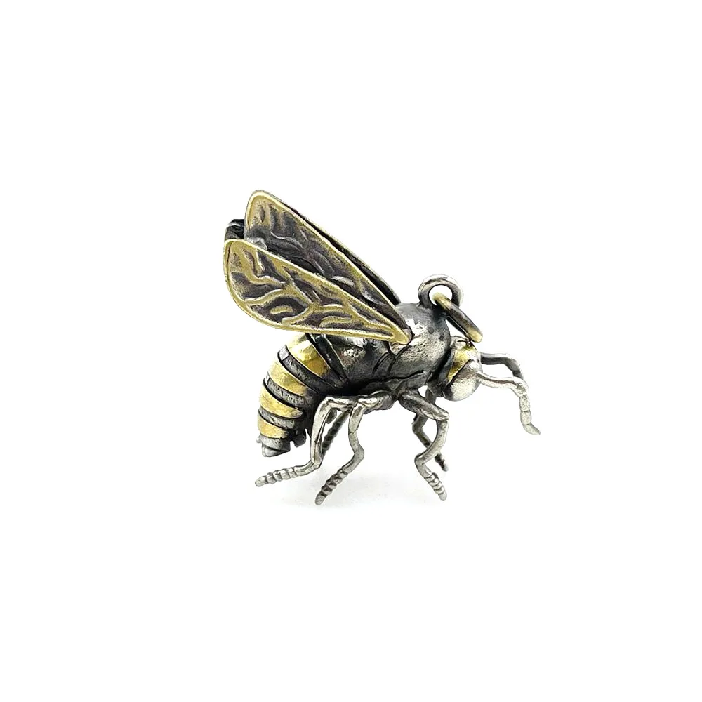 Movable Wings Bee DIY Knife Beads Tools EDC Jewelry White Brass Pendant Keychain Accessories Umbrella Rope Woven Pearl