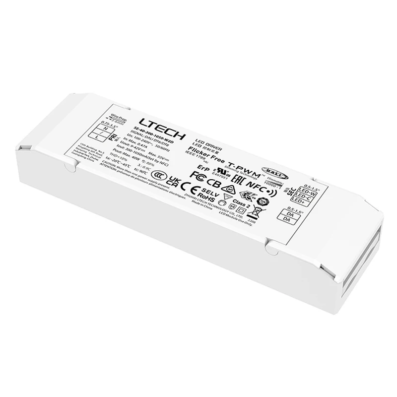 DALI-2 조정 가능한 백색 LED 드라이버, LTECH 조광 조명 변압기, 12W, 100-500mA, 20W, 100-700mA, 30W, 200m-800mA, 40W, 300mA-1050mA