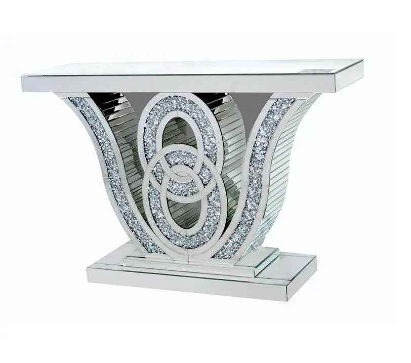 Mesa de Entrada Estilo Europeu, Mesa de Luxo Leve para Sala de Estar, Mesa de Parede para Corredor, Design de Espelho