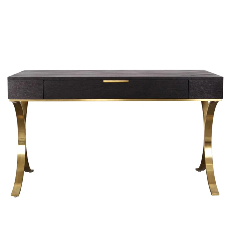 

Simple Modern Drawer Desk Villa High-End Bedroom Solid Wood Makeup Table Light Luxury Metal Bottom Frame
