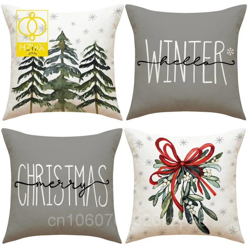 

Christmas Decoration Cushion Pillow Cover 45x45cm Throw Pillowcase Farmhouse Home Decor Pillow Case Christmas Tree Cushion Cover