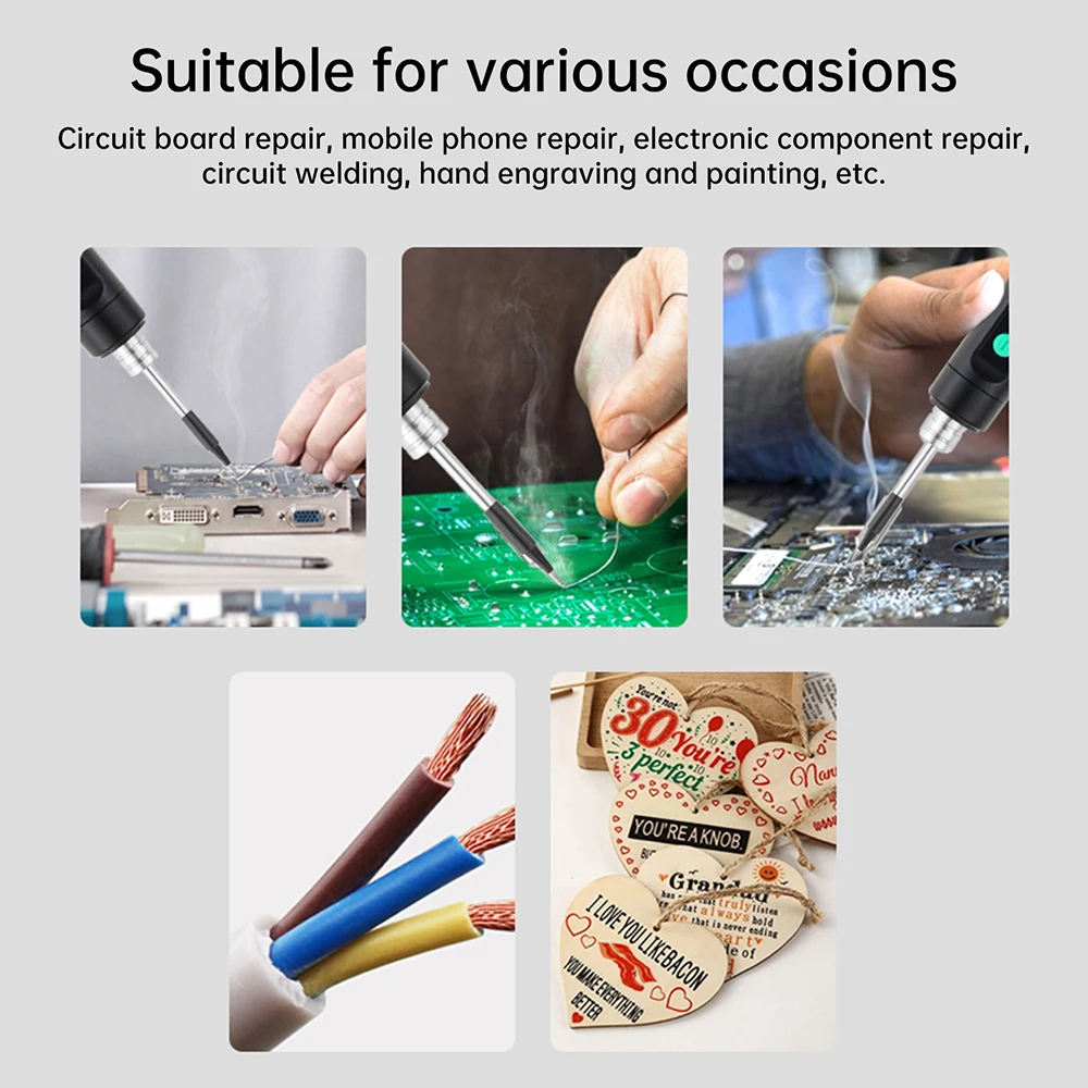 15W USB Soldering Iron Wireless Electric Soldering Iron Type-C Interface Fast Charging Solder Iron Portable Repair Welding Tool