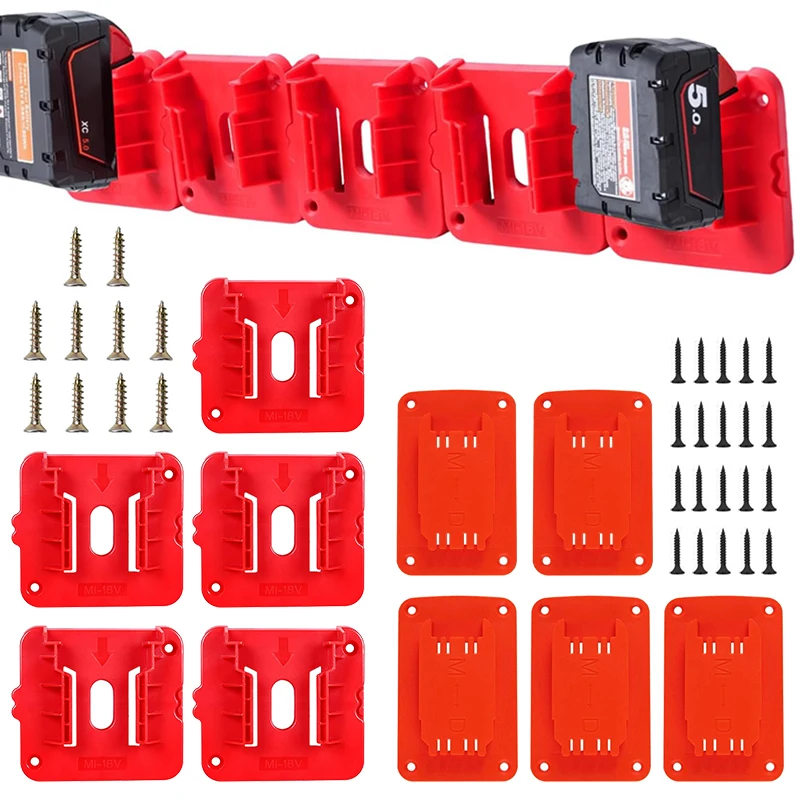 5-Pack Battery Holder Wall Mount Bracket – Fits Makita & Dewalt 18V Lithium-Ion Batteries, Organize Your Shop 1 thumbnail image