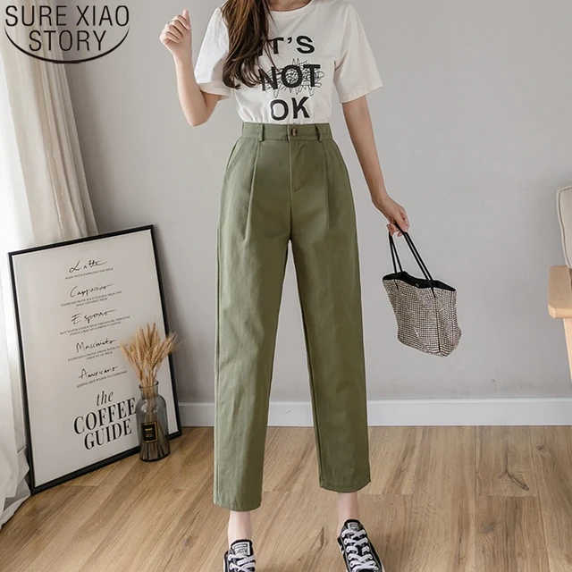 Cargo Pants Women Office Lady Ankle Tied Pant Slim Casual Sweatpants 2023  New Female Loose Pocket Solid Color Trousers - AliExpress