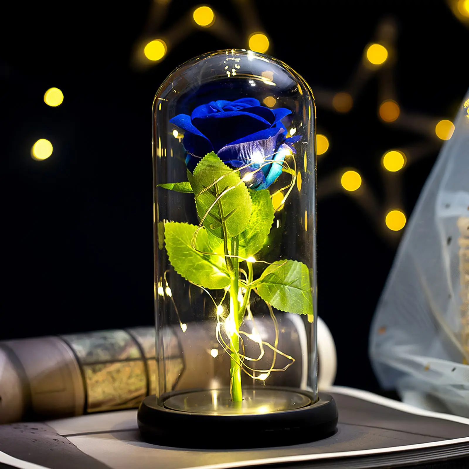 

Подарок на день Святого Валентина, искусственные цветы, роза, вечная роза в стекле, светодиодный купол, Рождественский Декор, подарок на свадьбу, День Святого Валентина, новый год