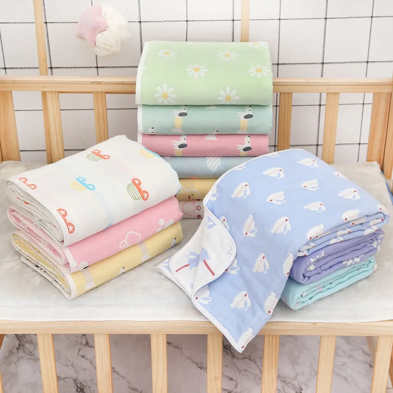 Asciugamano da Bagno per Neonati in Garza a Sei Strati 80x80cm, Coperta Sottile in Mussola Estiva per Neonati, Morbida e Traspirante, Panno per Fasciare e Lavaggio per Bambini - immagine 2