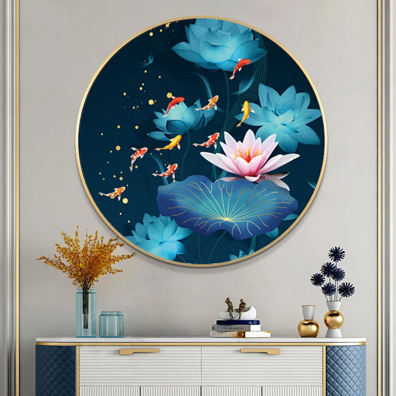 Lotus Carp ​​Pattern DIY Cross Stitch Complete Kits Printed Canvas Embroidery Set Cotton Thread Needlework Home Decoration