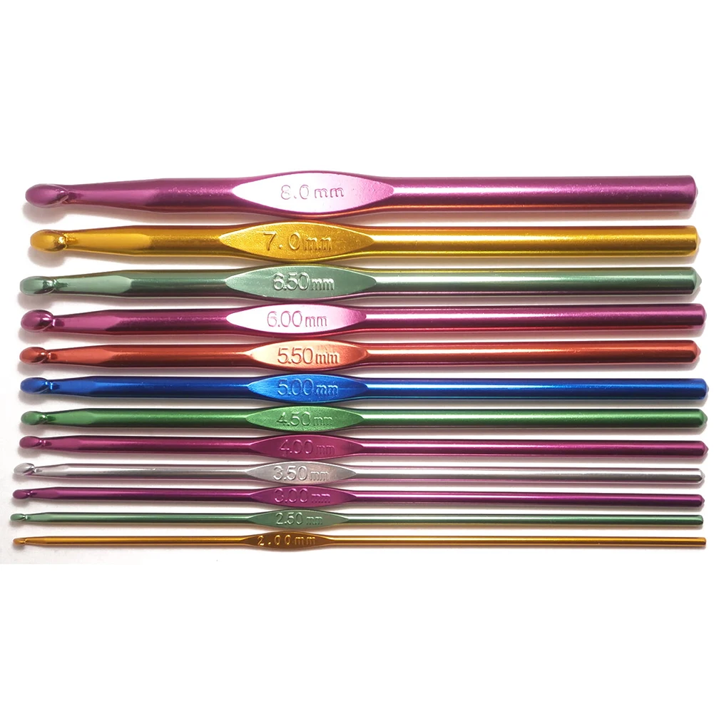 Multiple Sizes Metal Crochet Hooks Set Random Colors Needle