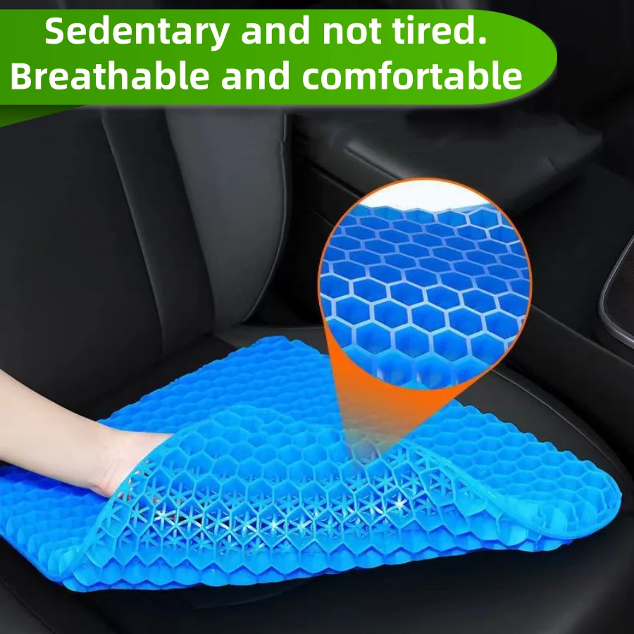 1pcs enlarged and thickened honeycomb gel cushion + free cloth cover - essential for sitting, office chair, car be in common use 3