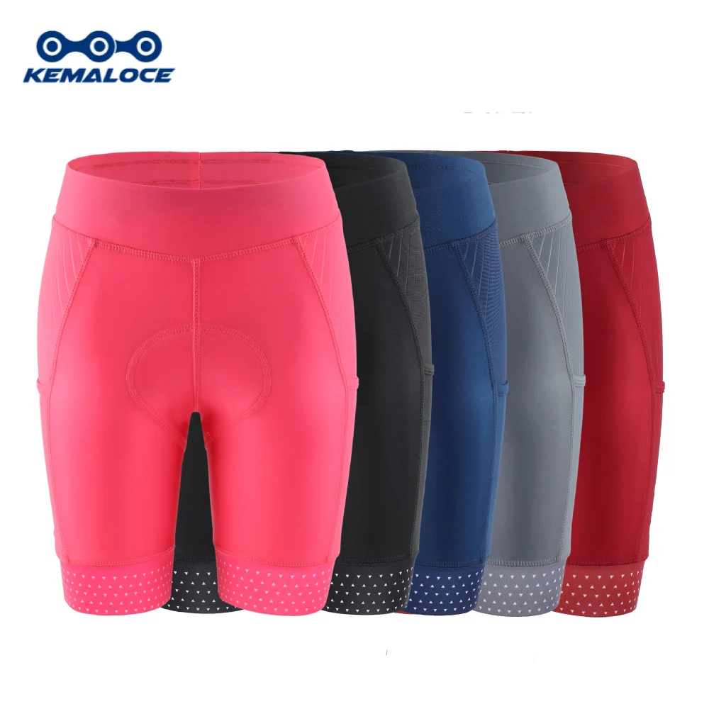 KEMALOCE Women Cycling Shorts Pink&Black Breathable Summer Bicycle Shorts Female 5D Gel Pad Pocket Lady Bike cycling shorts