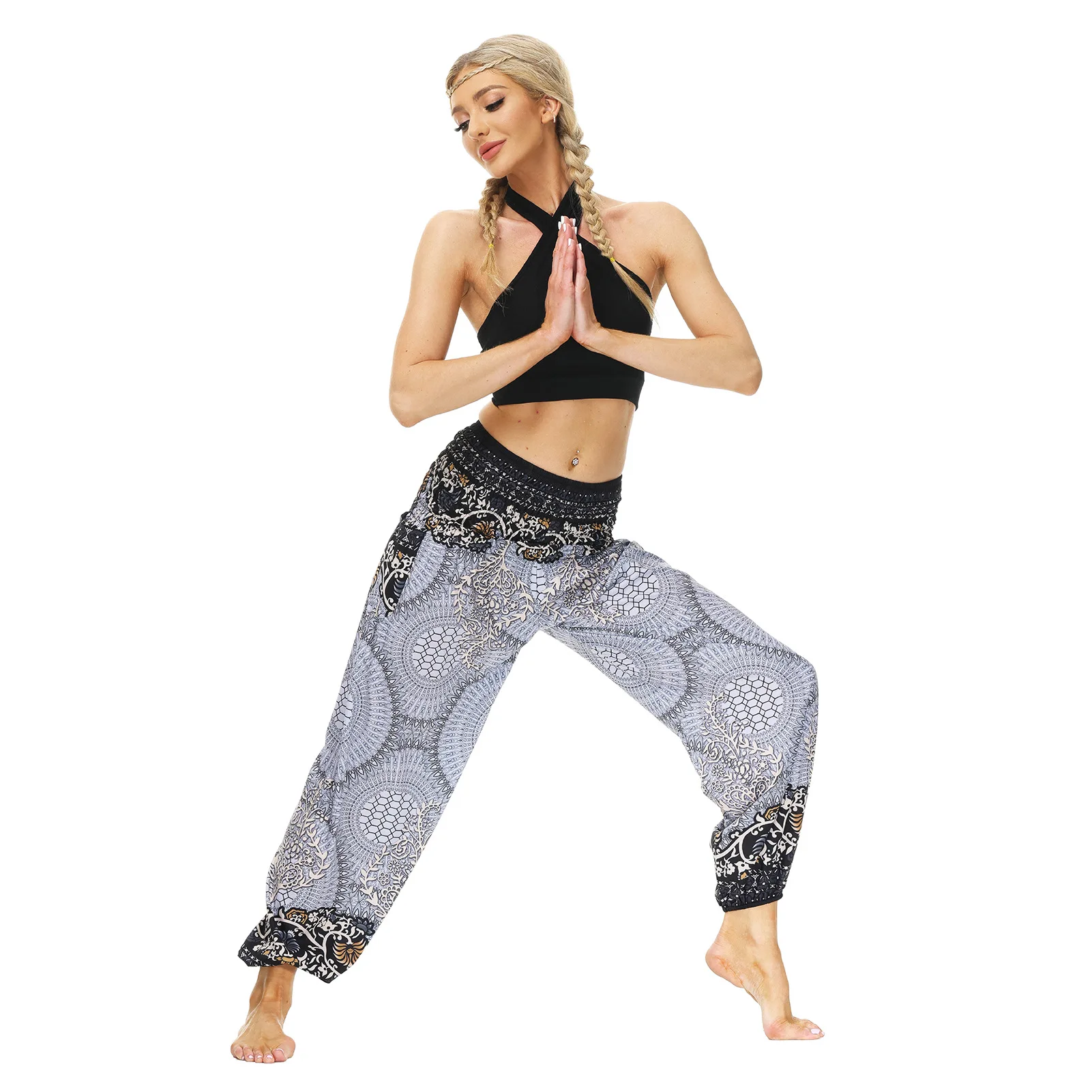 Women's Printed Wear Casual Bloomers Breathable Sports Dance Pants gym accessories women  yoga leggings high waist