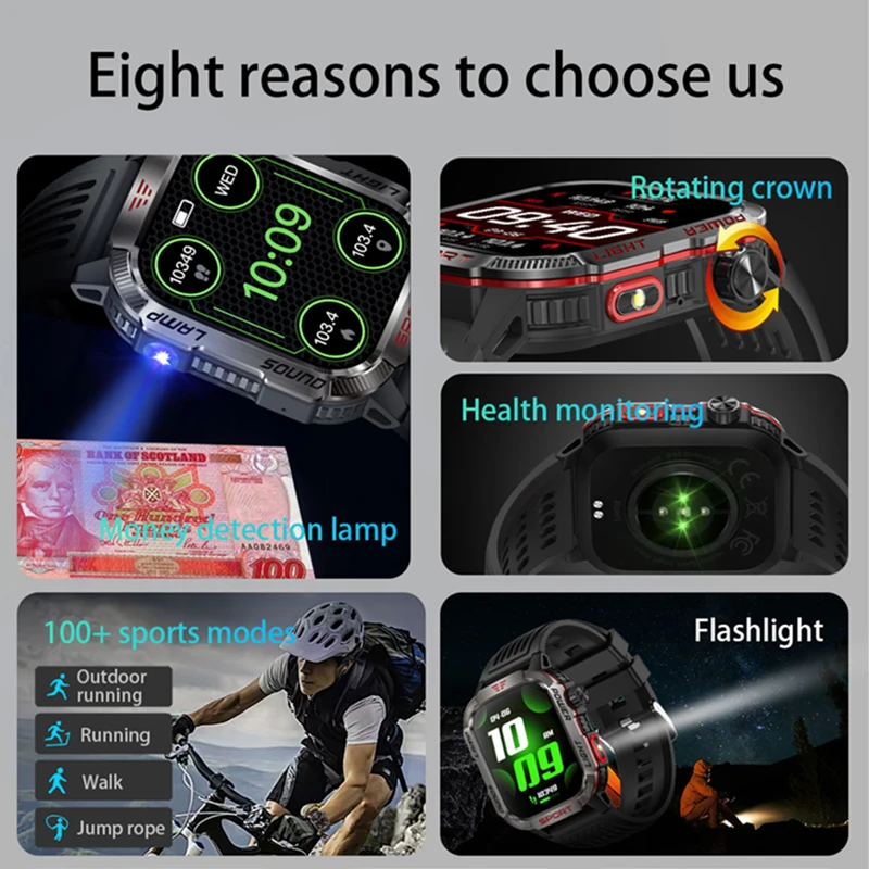 2024 New For Xiaomi Outdoor Military Smartwatch Men GPS Track Bluetooth Call 600Mah Battery Compass LED Lighting Men Smart Watch