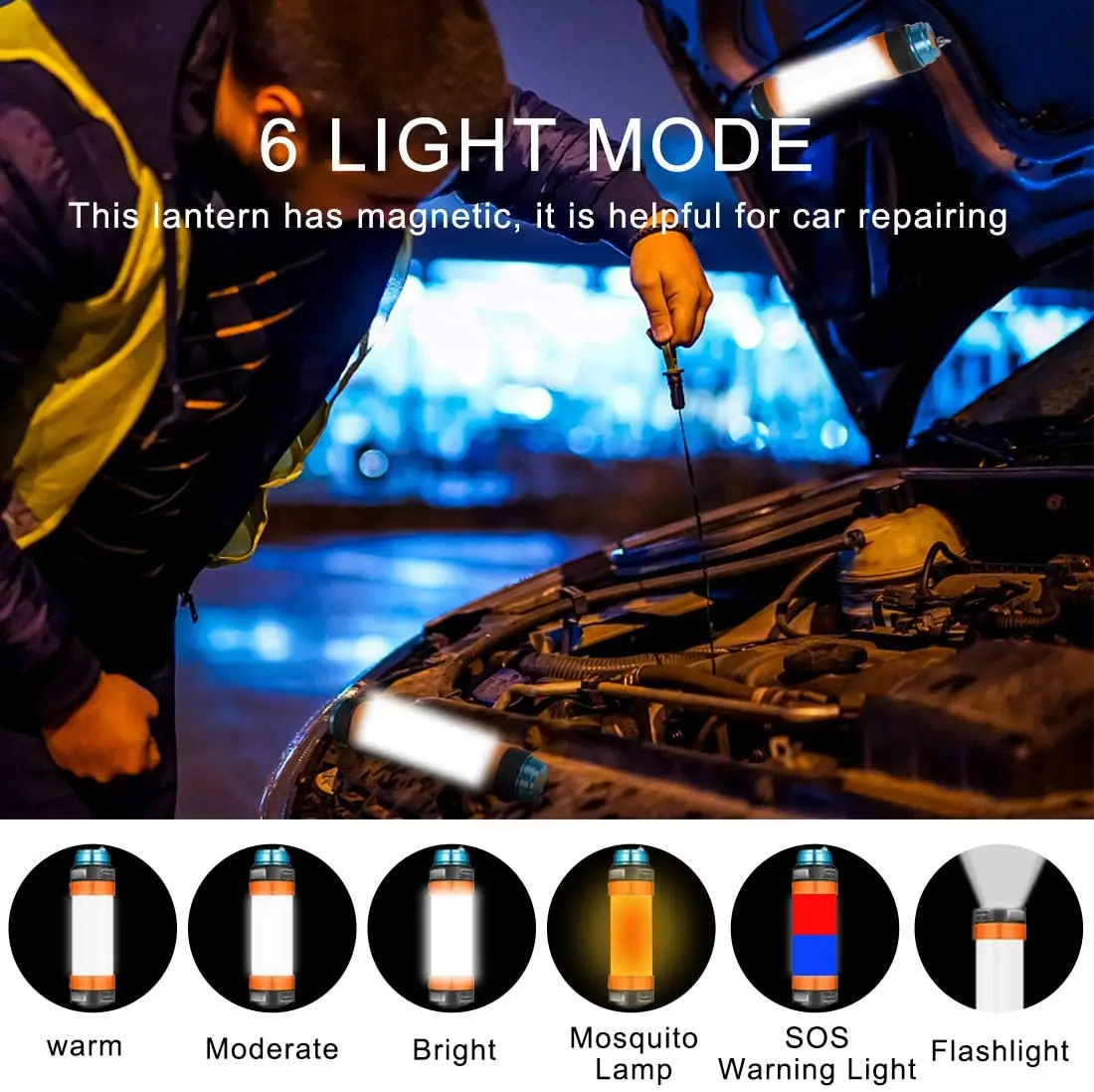 ZK30 USB Rechargeable IP68 Waterproof LED Camp Light Emergency Portable Lantern Flashlight Multi-Functional Magnetic