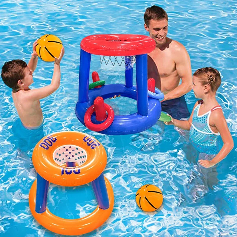 Floating Basketball Hoop Inflatable Ring Throwing Ferrule Game Interactive Water Sport Toy Party Favor Beach Fun Pool Accessorie