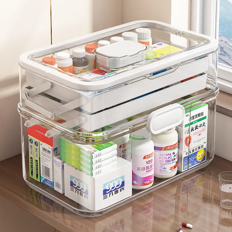 Cassetta Pronto Soccorso In Plastica Rosa Con Manico - 31,5x21x19,5 Cm - Vassoio Rimovibile Incluso