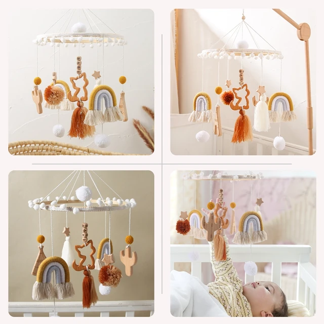 1Set 0-12 Months Baby Mobile Rattles Toys Customizable Name Rainbow Bed Bell Room Decor Kids Musical Hanging Toy Birthday Gifts 6