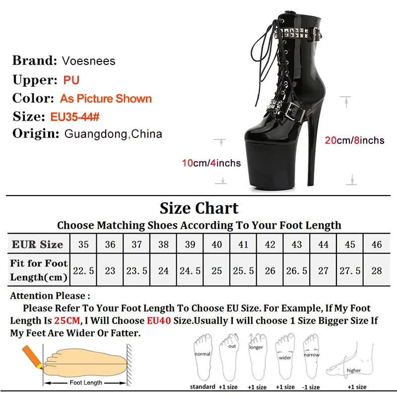 20cm/8Inchs ANKLE Boots Rivet Round Toe Women's Shoes Sexy Thin Heels Platform Nightclub Short Boots Belt Buck Heels  Stiletto