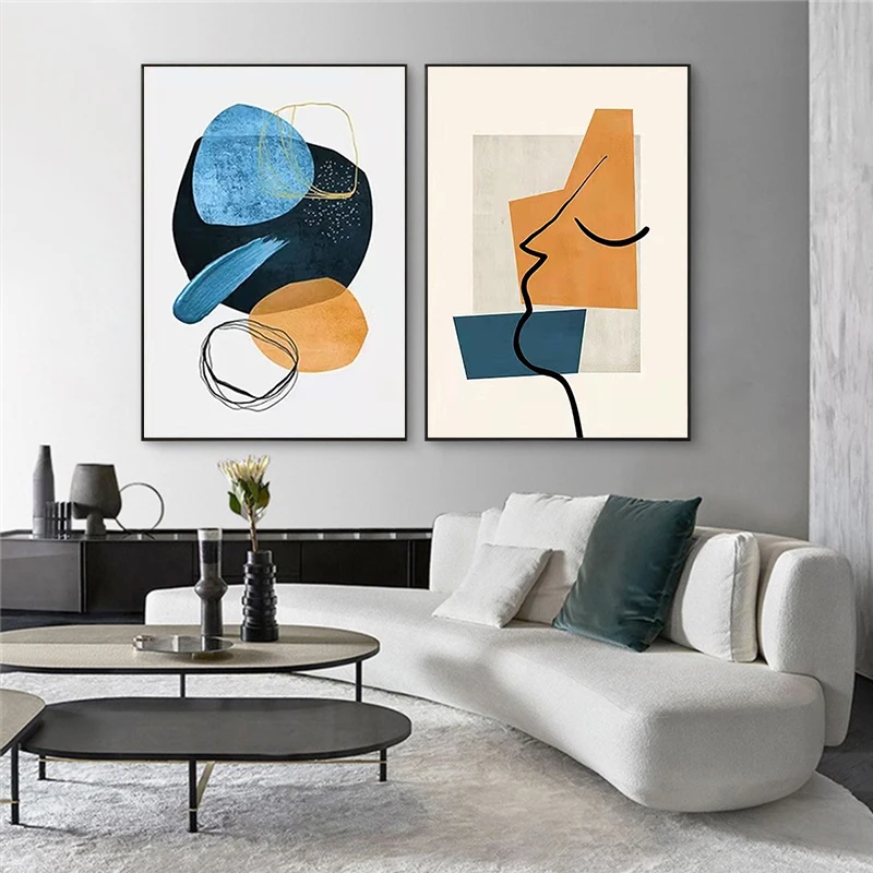 

Oil Painting Mural Living Room Hanging Painting Sofa Background Wall Decorative Painting Art Picture Abstract Painting Two-piece