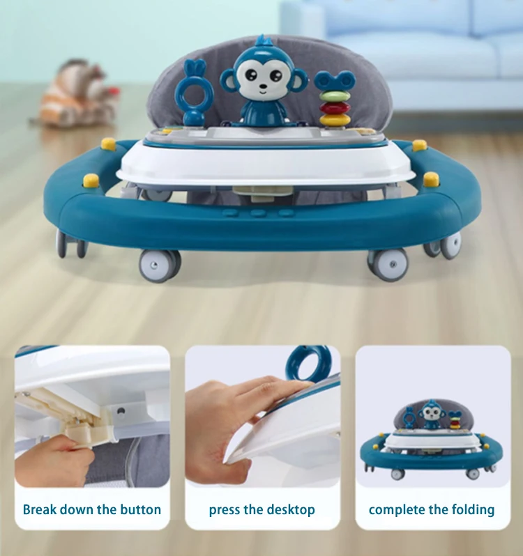 Monkey Baby Walkers Children'S Walkers With Wheels Are Suitable For Learning To Walk Music Balance To Prevent Falling