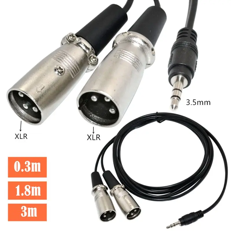 90 ° 팔꿈치 3.5 남성 - 2 * XLR 남성/여성 헤드 와이어 3.5 M - 듀얼 XLR M/F Y 케이블 3.5 남성 - 2XLR 남성 및 여성