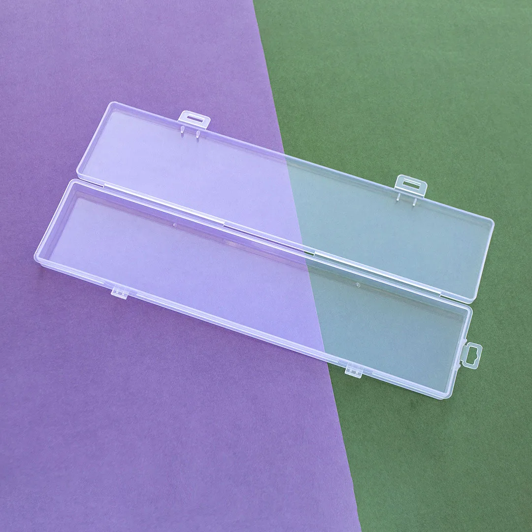 Long Rectangle Plastic Organizer Pencil Brush Storage Box Transparent Case For Pen Accessories Container 2
