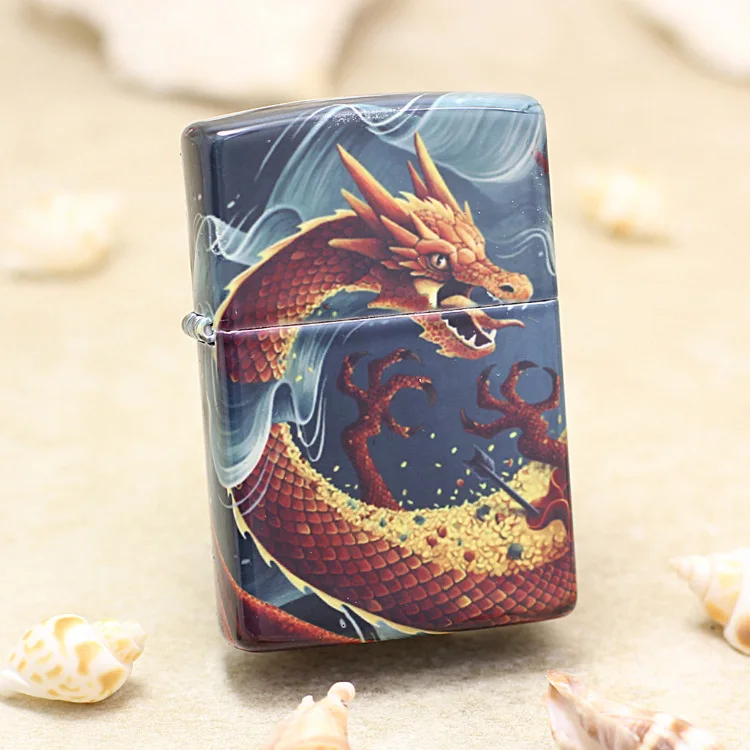 Genuine Zippo oil lighter copper windproof Color painting Chinese
