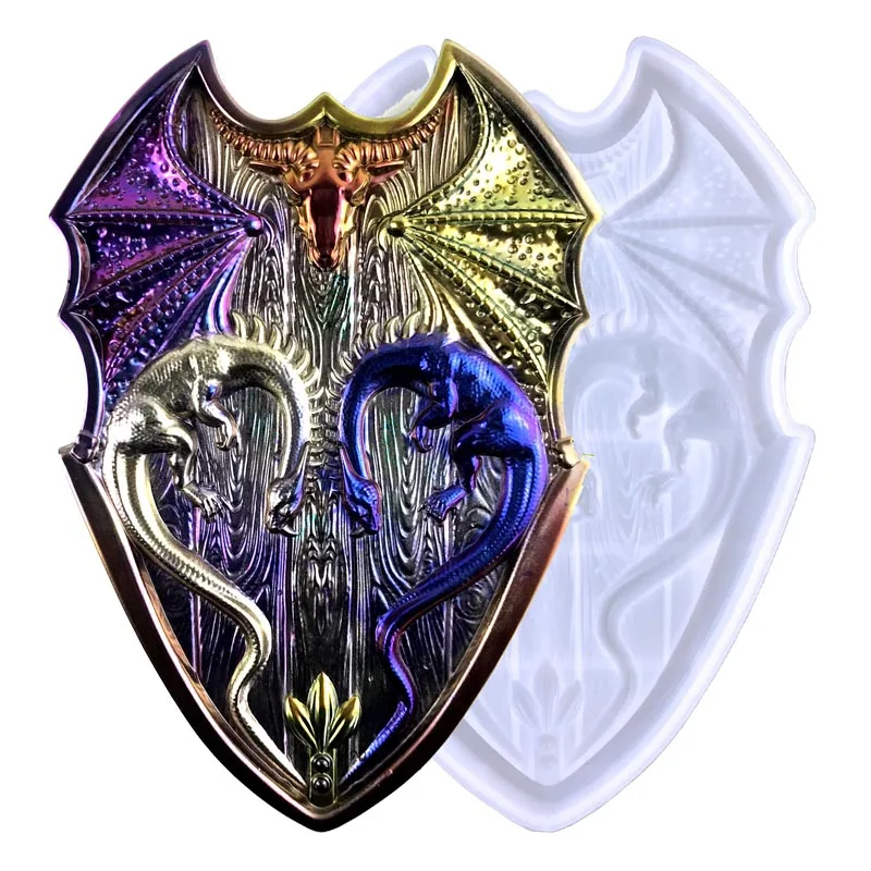 

3D Dragon Shield Silicone Molds Large Resin Mould Epoxy Resin Molds DIY Resin Casting for Wall Hanging Door Desktop Paperweight