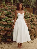 Elegant Lady White High Waisted A Line Long Dresses Sexy O Neck Backless Sleeveless Robes Chic Women Evening Party Gowns 1