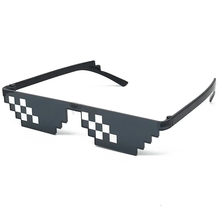 1PC NEW Mosaic Sunglasses Trick Toy Thug Life Glasses Deal With It Glasses Pixel Black Mosaic Sunglasses Cool Jokes Funny Toys