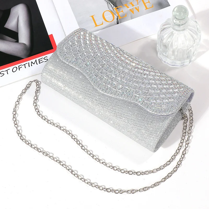 Luxury Women Evening Bag Brand Party Banquet Glitter Bag for Ladies Wedding Clutches Rhinestone Handbag Chain Shoulder Bag