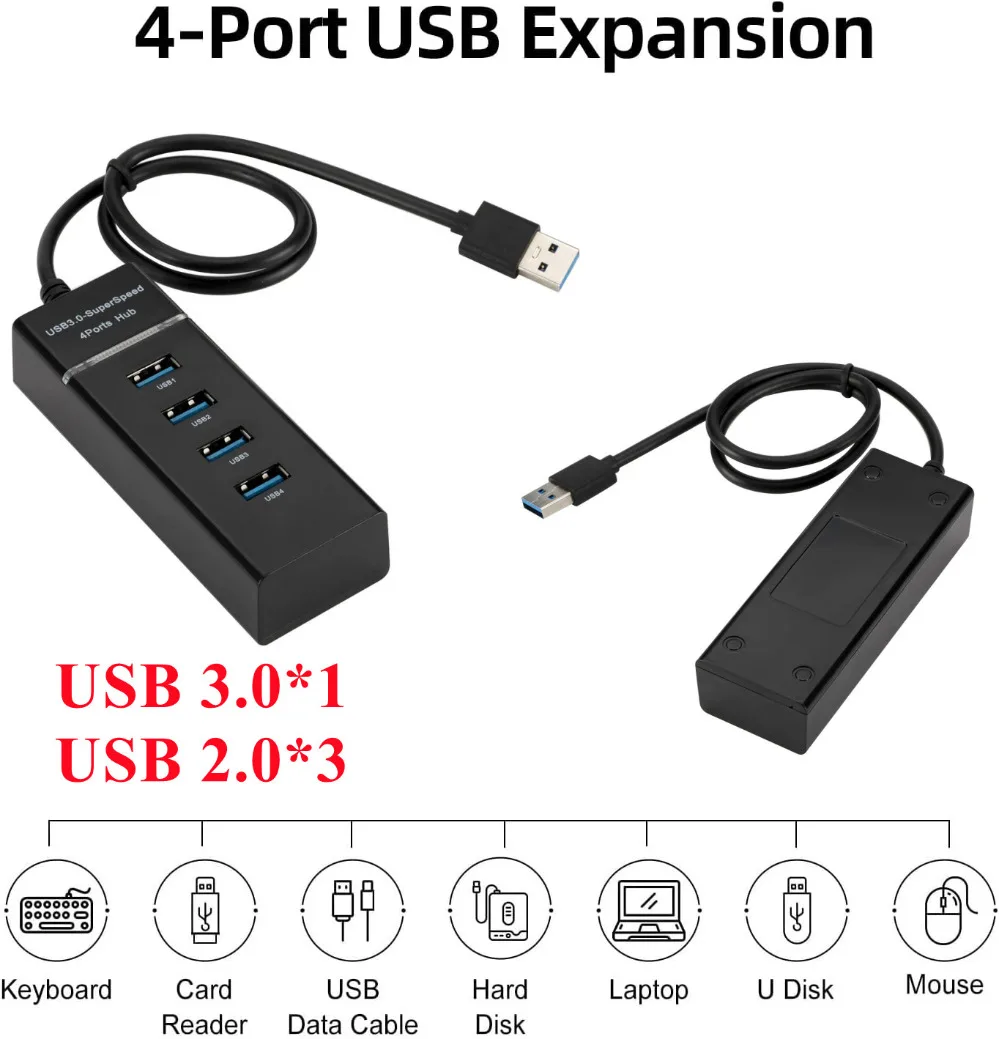 4 Ports High Speed HUB High-Speed 4 Port USB 3.0 2.0 Multi HUB Splitter Expansio