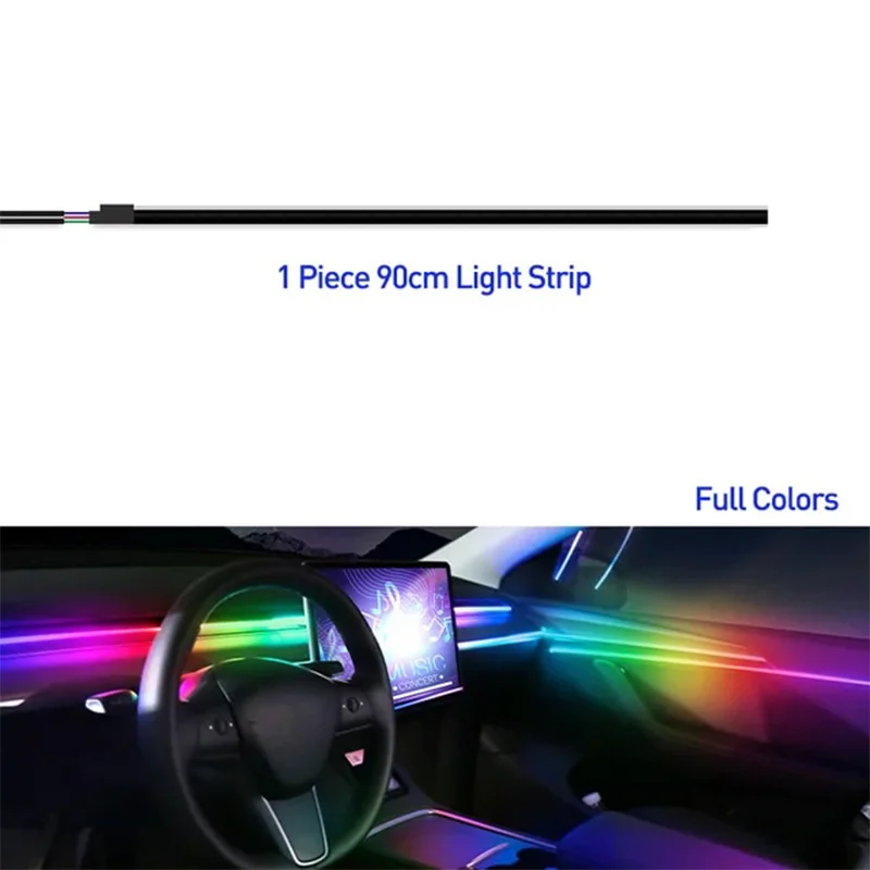 Tesla Car Ambient Lights - RGB 64-Color LED Interior Strip Symphony Atmosphere Lamp Accessories