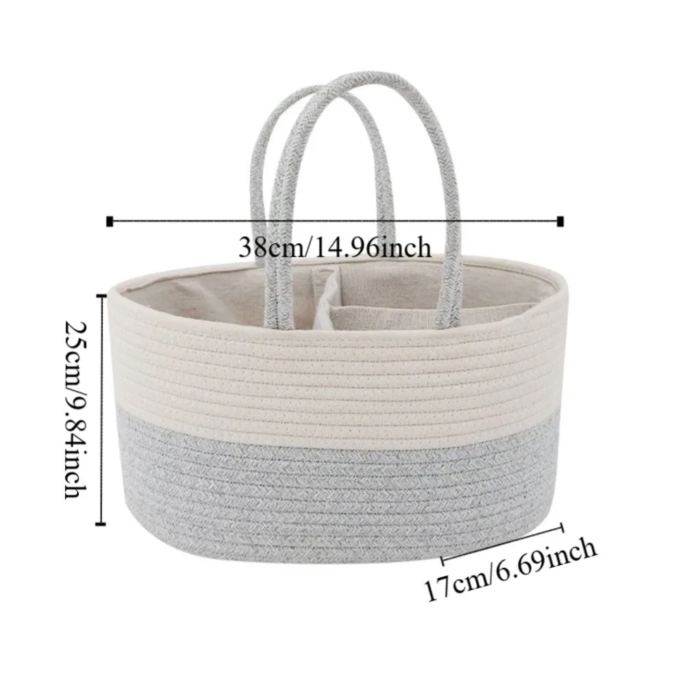 Daily Use Convenient Diaper Storage Basket Hand-Held Cotton Thread Baby Diaper Bag Large Capacity Tote Bag Mommy Handbag Picnic