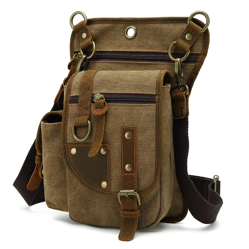 

Male Casual Waist Packs Outdoor Riding Leg Bag Canvas Fanny Pack Men Shoulder Belt Bag Phone Pouch Bags for Teenage motorcycle