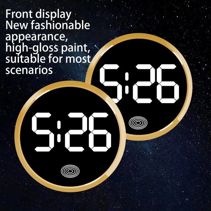 LED Car Dashboard Clock Digital Touch Screen Round Robust Construction Car Interior Clock Ornaments for Sedan Small Car RV 4