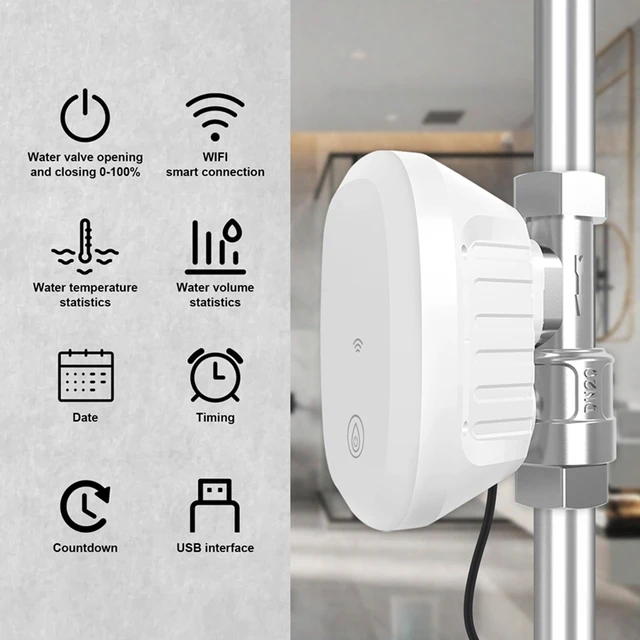 A16Q-Tuya Wifi Water Valve Consumption Flow Rate Meter Smart Life Water Leakage Detection Alarm For Alexa Google 4