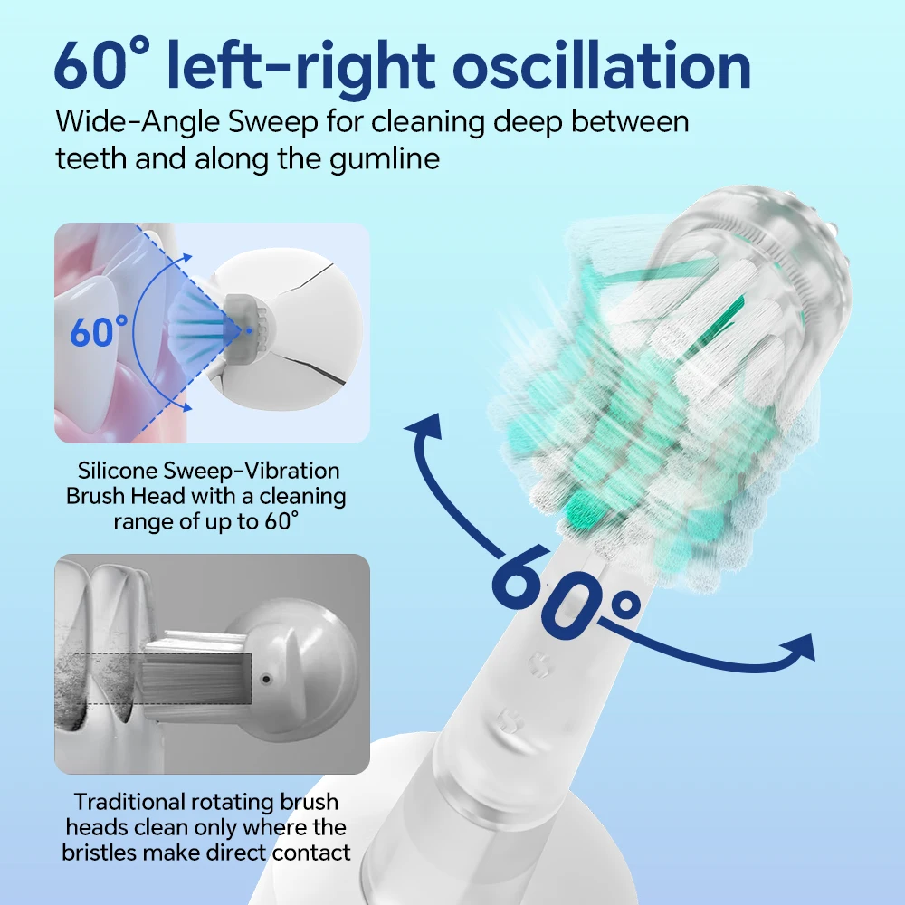 4/8개 교체용 브러시 헤드(2개의 진동 및 진동 칫솔 헤드 포함), 오랄 B 전동 칫솔과 호환 가능