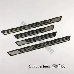 Enhanced Car Door Sill Scuff Plates Threshold Protector Stickers - Welcome Pedal Accessories (Carbon fiber pattern)