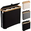 Bohemian Style Bamboo Toilet Paper Holder with Storage Basket,  Collapsible Storage Basket, Laundry Basket, Paper Towel Storage 1