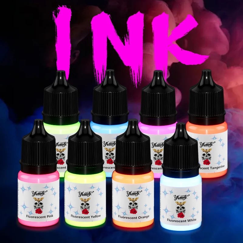 Inchiostro per tatuaggi fluorescente da 5 ml Colorante per tatuaggi a 8 colori Pigmento luminoso sicuro non tossico facile da colorare - immagine 6