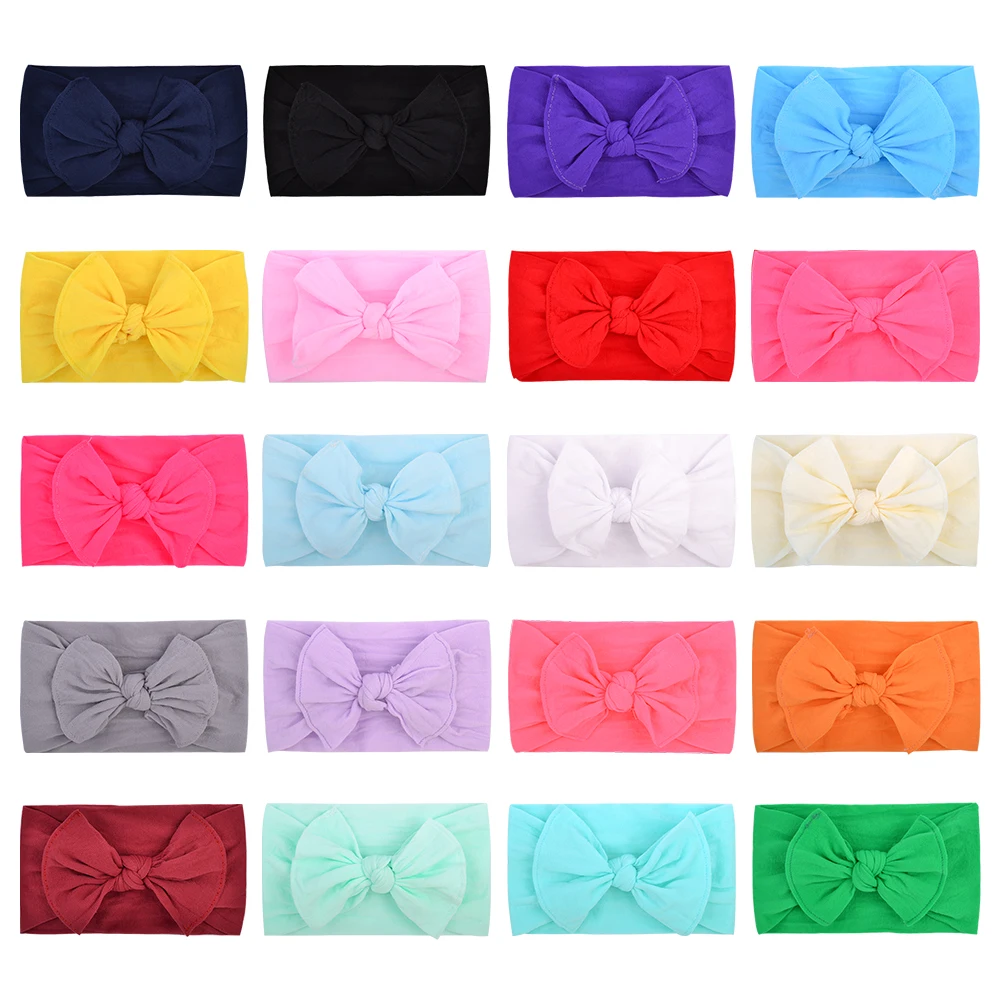 

1PCS Solid Cotton Kids Bows Cables Turban Headband For Baby Girls Knot Elastic Hairbands Handmade Headwear Hair Accessories