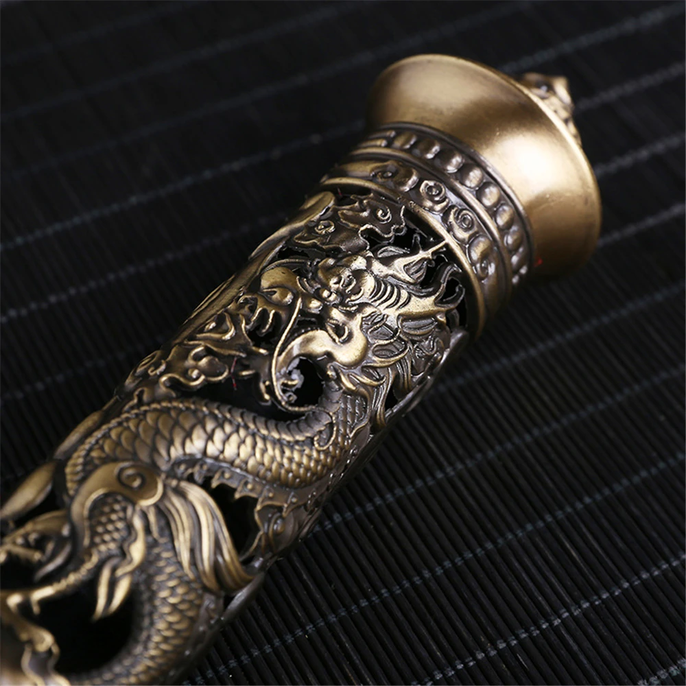 Archaize Vertical Incense Burner Buddha Heart Sutra Dragon Phoenix Pillar Metal Thread Incense Stick Home Office Decoration 5