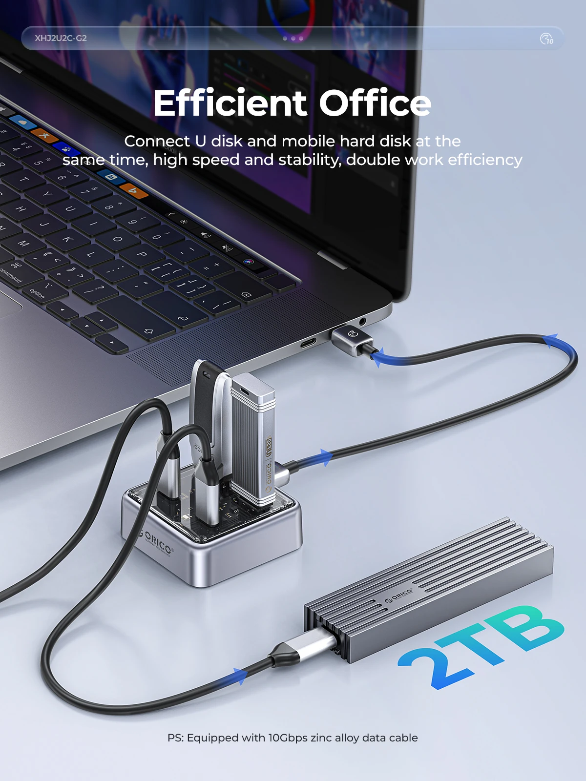 Orico-material Metálico Hub Usb 10gbps Portas Usb a Portas Usb c Usb3.2 Divisor para Todos os Macbook Mac Mini - Imagem 3