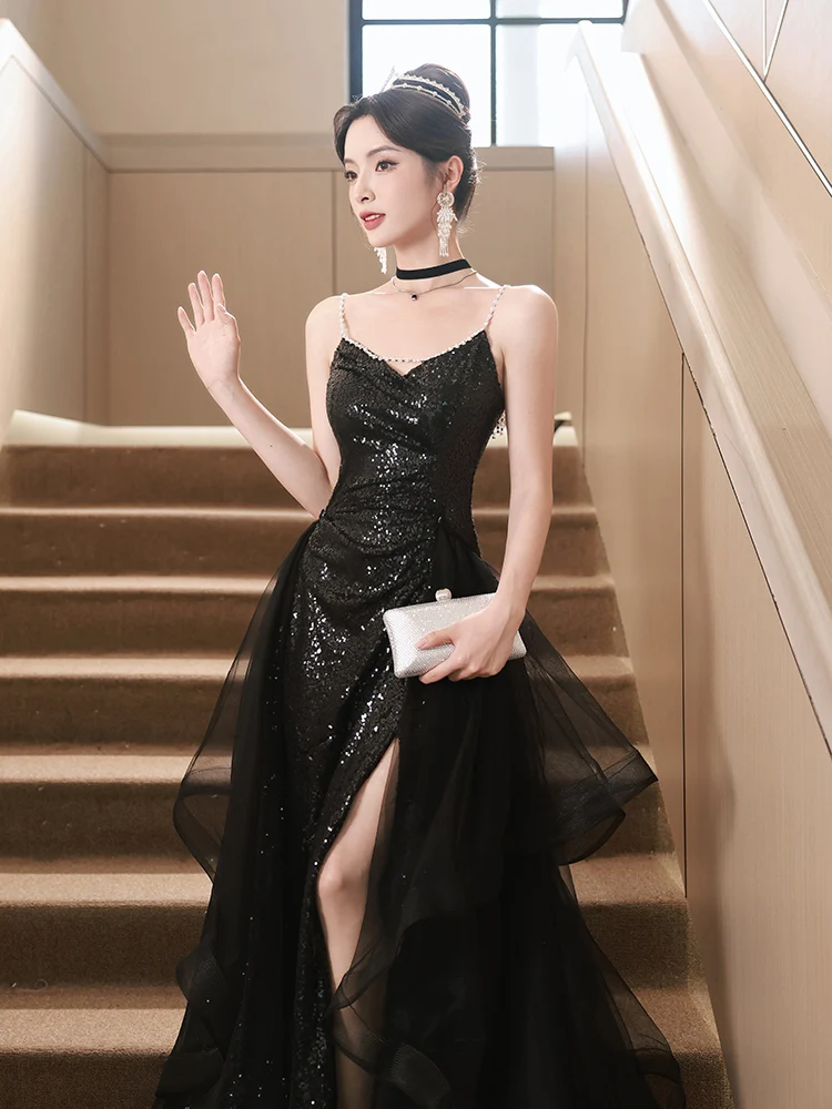 Robe de soiree Black Sequin Slim Formal Dress Elegant A LINE Vestido De  Festa Luxury Evening Dresses Party Dress Prom Dresses - AliExpress 320