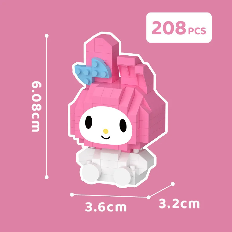 Hello Kitty Building Block Sanrio Anime Figure Kuromi Assembled Toys Decorative Ornament Model My Melody Children's Puzzle Gifts